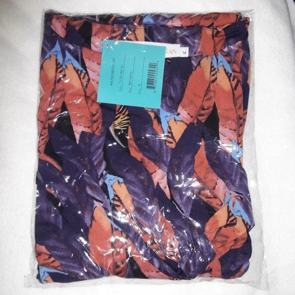 Multi-Colored Feather 3/4 Sleeve Gathered Dress M - Picture 9 of 9